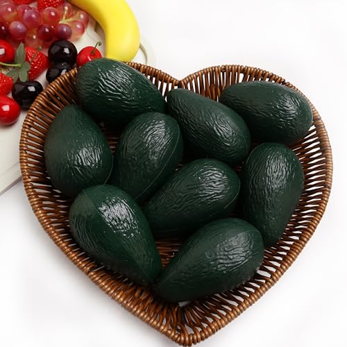 9PCS Simulation Avocado Fruit Simulation Plastic Avocado is Suitable for Food Trade Show, Fruit Shop, Bakery, Christmas Thanksgiving Table Decoration, Photo Props - color: False Avocado