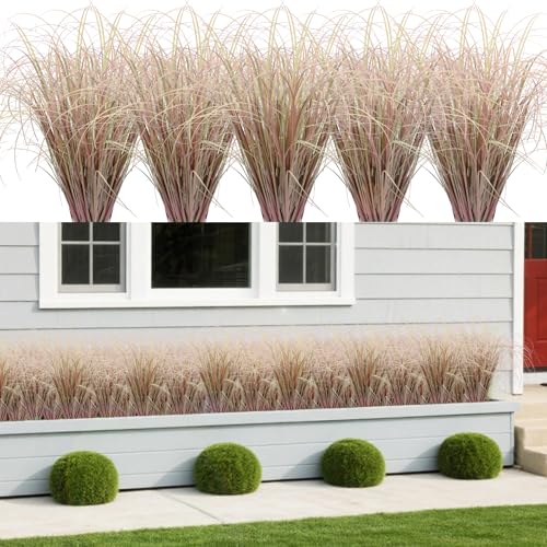100Pcs Artificial Grass Plants, Faux Shrubs Wheat Grass, Artificial Tall Grasses Fake Plants for Outdoor Decor,Artificial Greenery Stems Weed for Room Indoor Home Decor（Light Purple） - color: Light Purple, size: 100Pcs