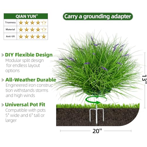 Fake Lavender Flowers with Greenery – 13'' Tall Artificial Lavender Plant, UV Resistant Faux Outdoor Decor for Garden, Patio, Lawn, Planters (2, Green) - color: Green