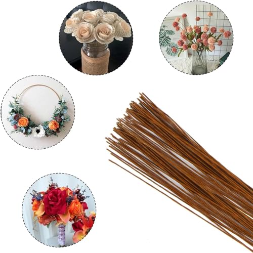 Decora 24 Gauge Brown Floral Wire 16 inch,50/Package - color: brown