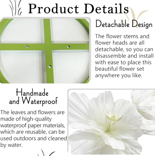 Giant Flowers Big Artificial Decorations, Large Fake Flower Arrangements Faux Floral Decor for Home Office Wedding Reception Birthday Party Photography Props Shop Window Displays Banquet, White - color: White