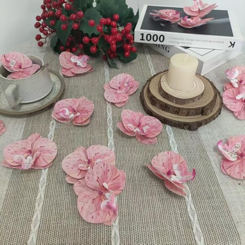 Fake Pink Orchids Artificial Flowers Heads, 3.5''Fake Orchid Heads for Wedding Floral Bouquet Decor DIY Craft Making Bridal Shower Photography Props (80, Pink) - color: Pink