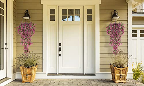 RECUTMS Artificial Purple Lavender Hanging Plants, 4Pcs 30.3 Inches UV Resistant Plastic Trailing Greenery Garlands for Outdoor Home Room Garden Patio Farmhouse Wedding Front Porch Party Indoor Decor - color: Fuchsia