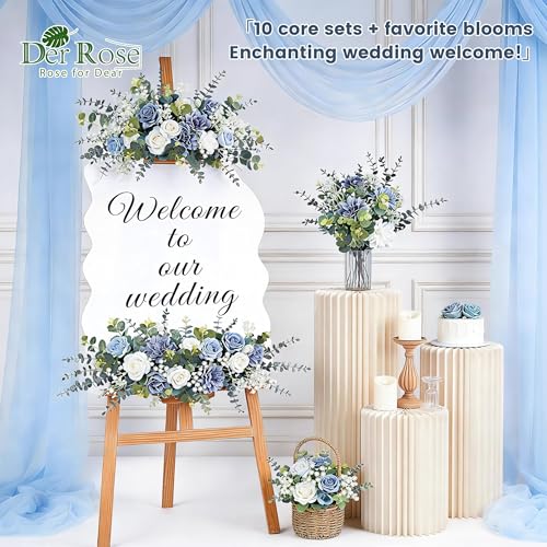 Der Rose 24Pcs Mixed Eucalyptus Stems&Babys Breath Artificial Flowers Bulk, Fake Flowers DIY Kit with Silver Dollar Leaves, Artificial Greenery Stems for Home Table Centerpieces Wedding Bouquets Decor - size: 24-Mixed Eucalyptus Stems