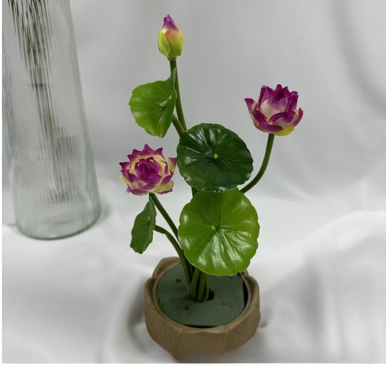 3 Pcs Purple Artificial Lotus Flowers, 10" Silk Plants, Realistic Fake Flowers, Flexible Stems, Perfect for Home Decor, Wedding, Party, Shop, Cafe, Restaurant, Office, Indoor, Outdoor - color: Purple