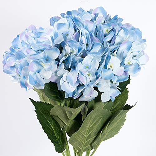 Larksilk Hydrangea Artificial Flowers - Faux Hydrangea Flowers - Home Decor, Easter Decorations, Spring Decor - Floral Centerpieces for Tables - 20" Floral Stems, Blue, 12 Pieces - color: Blue, size: Pack of 12