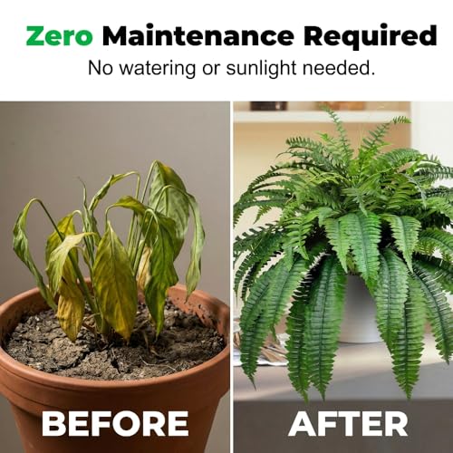 Fake Ferns Artificial Plants Large, Artificial Boston Ferns, Washable Durable Fake Hanging Plants for Outdoors Indoors Home Garden Living Room Decor (2, 26 Branches) - color: 26 Branches