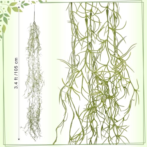 Giegxin Spanish Moss 41'' Fake Hanging Succulents Faux Moss Artificial Succulent Plants Vines Hanging Plants Swamp Decoration Potted Artificial Garland(Grayish Green,12 Pack) - color: Grayish Green