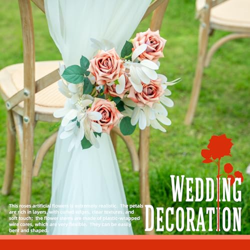 Ttranewsoo Fake Roses Faux Flowers Silk Roses 16.5In Artificial Roses with Stems Realistic Artificial Flowers Suitable for Indoor Home Decoration Diy Bouquet Wedding Decoration Party Decor 12PCS Khaki - color: Khaki 12pcs