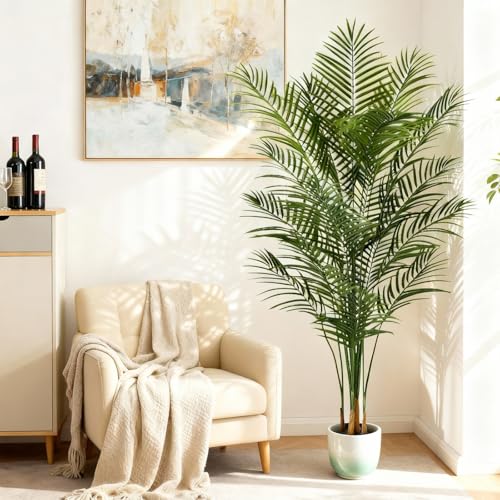 Artificial Palm Tree Indoor 6ft, Large Fake Tropical Areca Palm Tree with 18 Trunks, Faux Dypsis Lutescens Floor Plant in Pot for Indoor Outdoor Home Office Decor & Housewarming Gift - size: 6ft