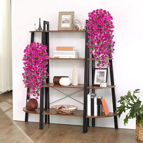 Artificial Hanging Flowers for Outdoor, 2pcs Fake Plants Long Vine Morning Glory Eucalyptus, UV Resistant Realistic Faux Greenery Indoor Outside Patio Porch Garden Spring Summer Decor, Light Purple - color: Light Purple