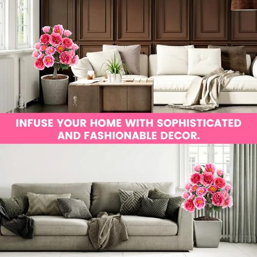 Thiccywoov 2 Pack 36" Artificial Peonies Flowers for Outdoor, 3 Ft Faux Outdoor Plants with Spike UV Resistant Realistic Fake Floral Bush for Indoor Front Door Porch Backyard(Champagne & Light Purple) - color: Champagne & Light Purple