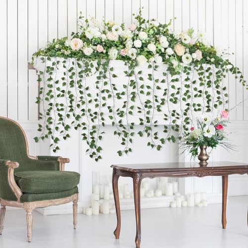 CEWOR 36 Pack 252ft Artificial Ivy Greenery Garland, Fake Vines Hanging Plants Backdrop for Room Bedroom Wall Decor, Green Leaves for Jungle Theme Party Wedding Decoration - size: D-36pcs of Vines with 0 LED lights
