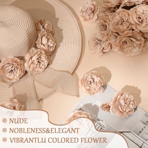 Thiccywoov 50 Pcs Artificial Flowers, 3.2 Inches Silk Rose Head Flowers Fake No Stem for Wedding Bridal Bouquet Home Floral Decor DIY Centerpieces Arrangements Party Tables Decoration(Nude) - color: Nude