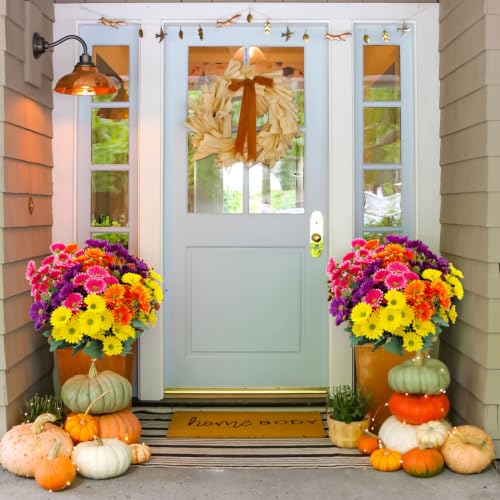 8 Bundles Artificial Silk Daisy Flower Fake Outdoor Bouquet Artificial Bulk Bouquet UV Protection for Garden Front Porch Planter Home Indoor Table Top Vase Decoration (Multi-Color) - color: Mix Color