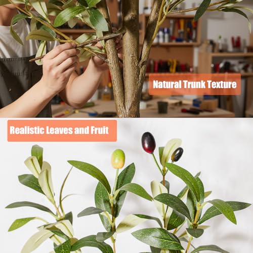 5ft Artificial Olive Trees Indoor, Faux Olive Tree 5 Feet Fake Plants with Realistic Leaves Olive Silk Tree Home Bedroom Housewarming Gifts - color: 5ft