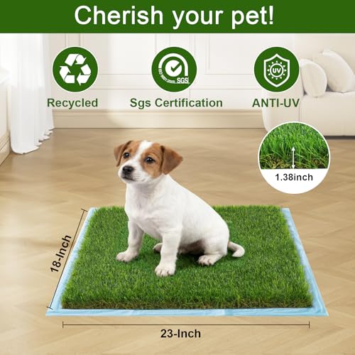 Grass Pee Pads for Dogs, 2-Pack 18 x 23 Inch Artificial Grass Replacement Mats, Reusable Fast-Drain Dog Potty Turf for 20 x 25 Inch Trays, Indoor Puppy Potty Training - size: 2PCS | 18*23