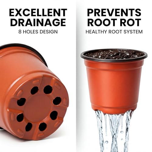 100 Pack 4 Inch Plastic Nursery Pots, Seed Starter Pots with Drainage Holes, Small Plant Containers for Seedlings, Seed Starting Flower Pots with 100 Plant Labels
