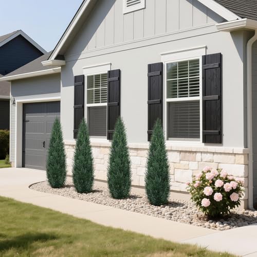 Artificial Cedar Topiary Trees for Outdoors, 4FT UV Resistant Faux Potted Cypress Plants, Set of 2 Realistic Fake Potted Topiary Plants for Home Porch, Garden, and Entryway Decor - size: 4FT (48inch)