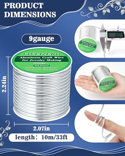 FIVEIZERO 9 Gauge Aluminum Craft Wire 33ft,Armature Wire for Sculpting, Bendable Metal Wire for Jewelry Making, Wire Wrapping, Floral Sculptures,Clay & Christmas Ornaments Crafting(Sliver) - size: 9 Gauge