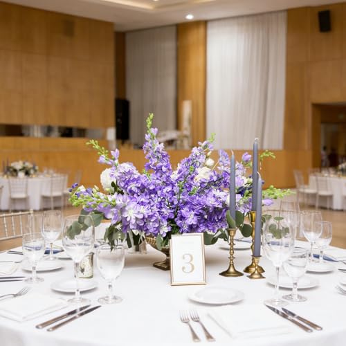Delphinium Artificial Flowers 8PCS Single Stem Artificial Flowers for Home Table Festivals Indoor Outdoor Decor (Purple) - color: Purple