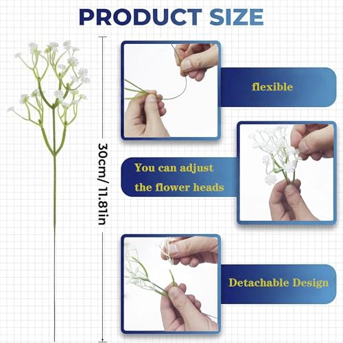 100 Pcs Baby's Breath Artificial Flowers, Gypsophila Flowers, Fake White Baby's Breath Flowers Bulk for Wedding Floral Arrangement Party Decor - color: 100pcs-babys Breath Artificial Flowers