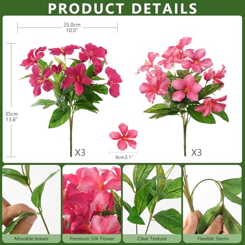 Homsunny Artificial Flowers for Outdoor, Fake Silk Flowers UV Resistant, Realistic Faux Plants Flowers for Front Door Porch Planter Patio Yard Garden Spring Decor - color: Rose Red+pink