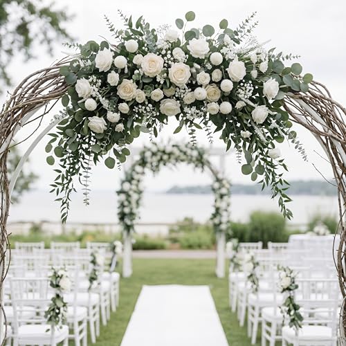 Giegxin 180 Pcs 3 Kinds Mixed Artificial Eucalyptus Leaves Stems Bulk Silver Dollar Leaves Picks Dried Eucalyptus Bundle Faux Spray for Wedding Vase Bouquet Floral Arrangement (Green) - color: Green