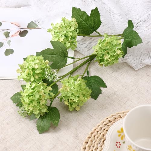 DEMIUKO 4PCS Artificial Hydrangea Flowers 30 Inch Fake Silk Hydrangea Flower with 20 Real Touch Blooms Realistic Faux Hydrangeas Decorations for Wedding Table Centerpieces Vase Home Decor - color: Green