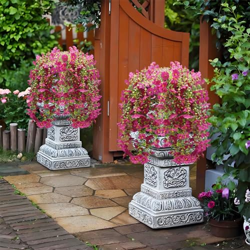 Musdoney 4PCS Artificial Hanging Flowers, Fake Hanging Plants Morning Glory Vines UV Resistant for Wall Home Room Garden Wedding Indoor Outdoor Spring Summer Decoration (Fuchsia) - color: Fuchsia