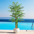 7ft Tall Triple Golden Cane Palm Artificial Tree Large Tropical Palm Tree UV Resistant Fake Plant in Pot for Indoor Outdoor Big House Living Room Outside Patio Office Home Decor 1Pack - size: 7ft