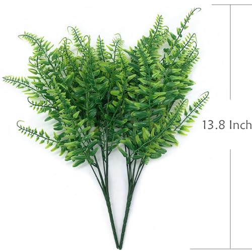 CATTREE Artificial Ferns Shrubs Fake Fern Leaves Boston Grass 8 Pack, Plastic Greenery Plants Bushes for Home Indoor Outdoor Garden Verandah Kitchen Planter Filler DIY Wedding Party Decoration 8 Pcs - color: Boston Fern - 8 Pcs