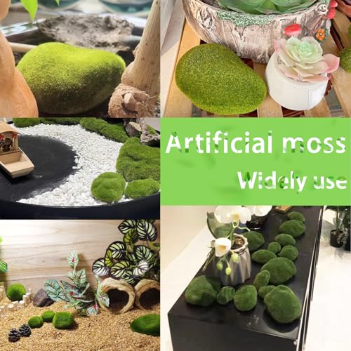 30 Pcs Artificial Moss Rocks Bulk, Green Moss Decor Fake Moss Balls for Crafts, Floral Arrangements, Indoor Plant, Photography Props,Garden Decoration - size: Small