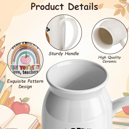 6 Pieces Teacher Appreciation Gifts, Teacher Flower Vase with Small Handle, Ceramic Rainbow Vases, End of School Year & Graduation Thank You Gifts for Women Christmas Teachers Appreciation