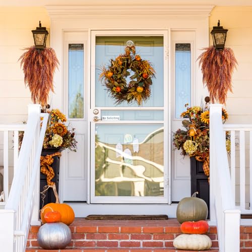 RECUTMS Fake Hanging Plants 4 Pcs Artificial Boston Ferns for Outdoors UV Resistant Draping Faux Greenery Plastic Decorative Vines for Bedroom Wall Garden Wedding Indoor(Brown) - color: Brown