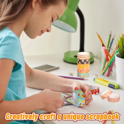 FYSUIMU 12 Rolls Cute Food Washi Tape Cartoon Yummy Fast Food Masking Tape Set Decorative Wrapping Paper Tapes for Scrapbook Journal DIY Art Crafts - style: Cute Food