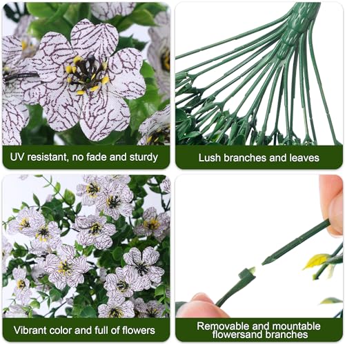 INSPRING Artificial Faux Outdoor Outside Flowers Plants, 2 PCS Fake Silk UV Resistant Look Real White Daisy Trailing Vines for Front Door Porch Planter Urn Patio Balcony Decoration - color: White