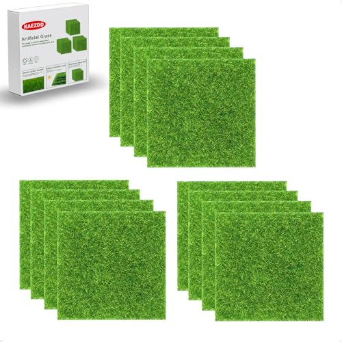 12 Pcs 6 X 6 Inch Fake Grass Decor for Crafts, Artificial Grass for Miniature Ornament Projects, Model Turf Grass for DIY Fairy Garden Accessories and Decor Kit - size: 12 Count (Pack of 1)