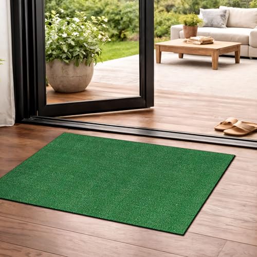 Rugshop Artificial Grass Indoor Outdoor Area Rug, Lightweight Synthetic Turf with Rubber Backing, Easy to Clean Polypropylene Lawn Mat for Patio, Balcony, Deck, 2'3" x 4' Green - size: 2'3" x 4' (Rectangular)