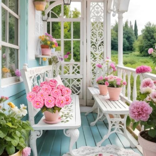 2 Pcs Artificial Flowers Zinnias Silk Flowers with Stems Zinnia Elegans Artificial Flowers for Outdoors Floral Arrangements Table Centerpieces Wedding Party Home Spring Summer Decor Pink - color: Pink
