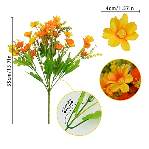 Uieke 12PCS Artificial Fake Flowers, Daisy Mums Fall Flowers Outdoor UV Resistant No Fade Greenery Shrubs Plants Indoor Outside Hanging Planter Home Wedding Office Garden Porch Décor (Assorted) - color: Assorted, size: 12