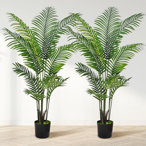 Suntee 5ft Artificial Palm Tree, 2 Pack Artificial Plants Indoor for Office Living Room, Tall Fake Trees Tropical Areca Floor Plant, Large Fake Plants Porch Garden Patio Decor - size: 5 FT-New