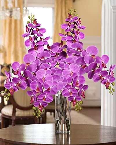 DILATATA Blooming Phalaenopsis Orchid 31.5" Tall Real Touch Artificial Orchid with 9 Large Flowers Fake Orchids Artificial Flowers for Decoration Home Arrangement-Purple Orchids Flowers 2pcs - color: Purple #21