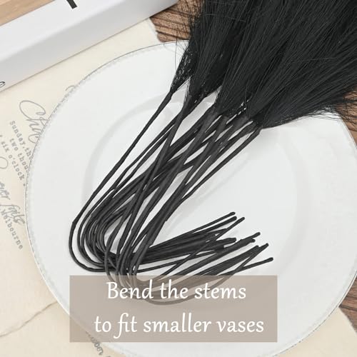 U-LIAN 36PCS Black Faux Pampas Grass 21.7 Inch, Small Artificial Pampas Grass Decor for Vase, Fake Fluffy Floral, Artificial Dried Flowers, Dry Plant Home Wedding Boho Decor - color: Black, size: 22"-36 PCS