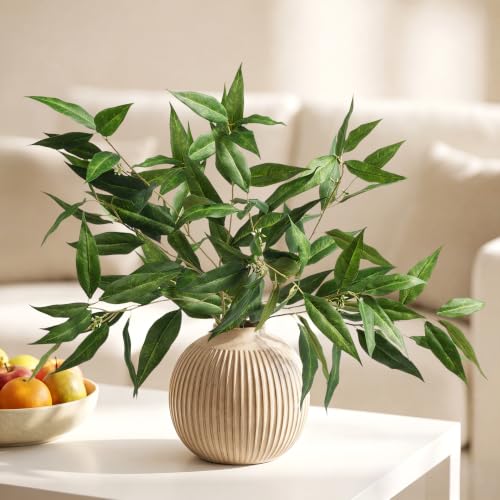 Faux Eucalyptus Stems Eucalyptus Leaves 3Pcs, 31.5",Green | Greenery Stems Fake Leaves Fake Plants Artificial Plants Indoor Silk Greenery Applicable to Indoor Home Decor Farmhouse Decor - color: Green-laj3
