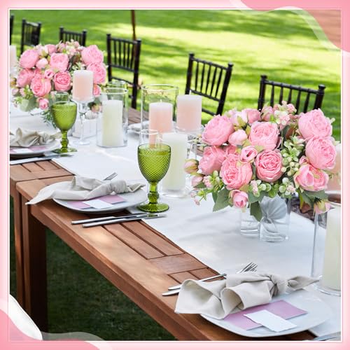 Crowye 4 Bundles Peonies Artificial Flowers Silk Faux Peonies Wedding Artificial Flower Bouquet for Table Centerpiece for Home Wedding Decor Bridal Floral Arrangement(Light Pink) - color: Light Pink