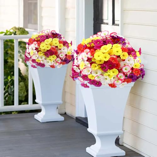 JEMONG Artificial Flowers 30 Bundles Outdoor UV Resistant Fake Daisy Flowers Faux Plastic Plants Garden Porch Window Box Porch Farmhouse Hanging Decor(Mix Six Colors) - color: Mix Six Colors, size: 30Bundles