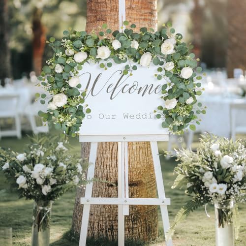 Artificial Flower Garland, Artificial Rose Vine Fake Flower Garland Silk Rose Peony Hanging Vine Faux Floral Garlands for Wedding Party Arch Table Wall Backdrop Decoration (White, 4PCS) - color: White, size: 4PCS