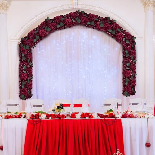 Pack of 6 Artificial Flower Wedding Arch Decorations, 18 inch Floral Centerpieces for Party Bridal Shower Event Table Wall Arrangement - Burgundy - color: Burgundy, size: Pack of 6 Flower Arrangements