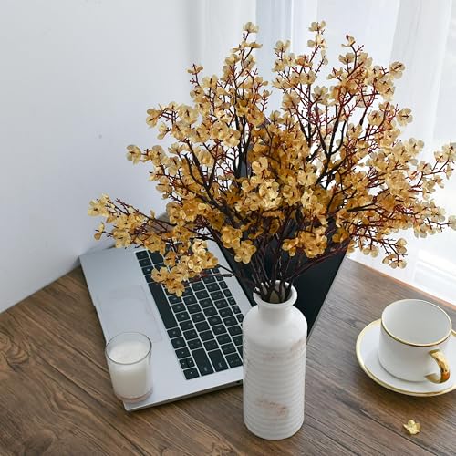 ONLY ART Gold Silk Baby’s Breath Flowers – 6 Bundles, 18.7" Faux Florals with Flexible Stems for New Year and Valentine's Day Elegant Home, Wedding & Event Décor - color: Gold